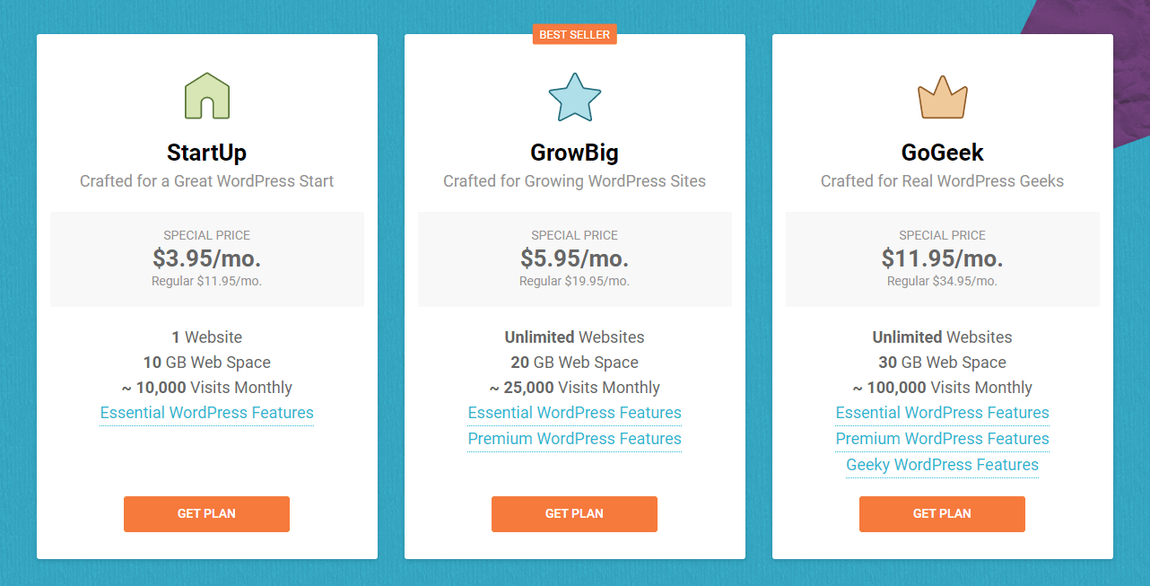 Siteground hosting plans