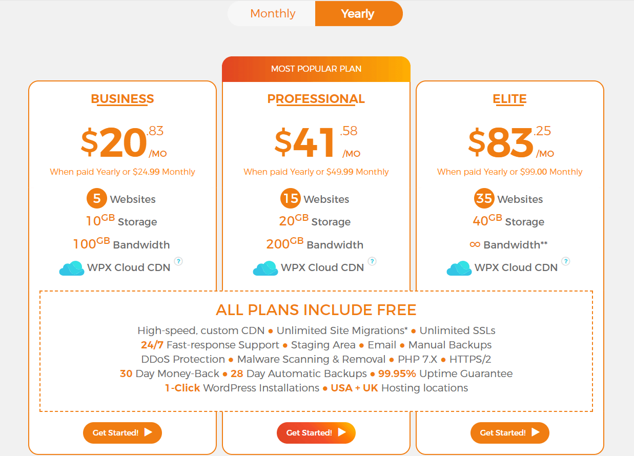 WPXHosting hosting plans