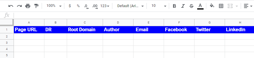 outreach spreadsheet example