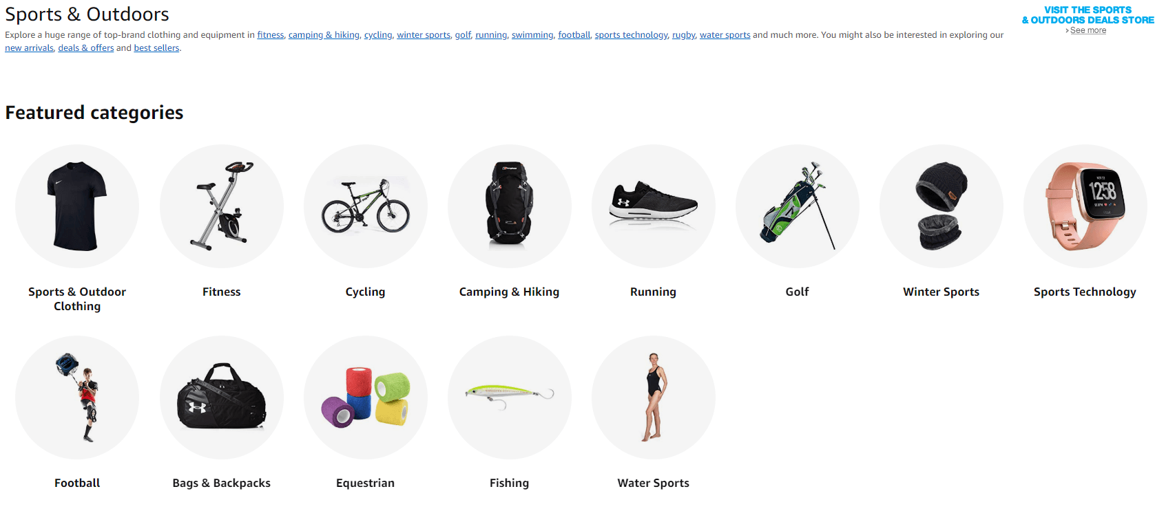 sports section on amazon